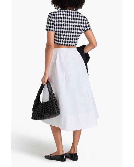 Tibi White Cotton-poplin Midi Skirt