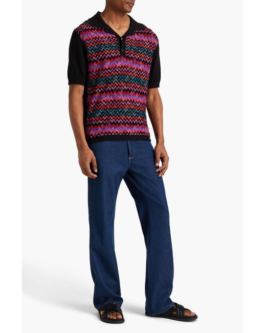 Missoni Red Crochet-knit Cotton-blend Polo Shirt for men