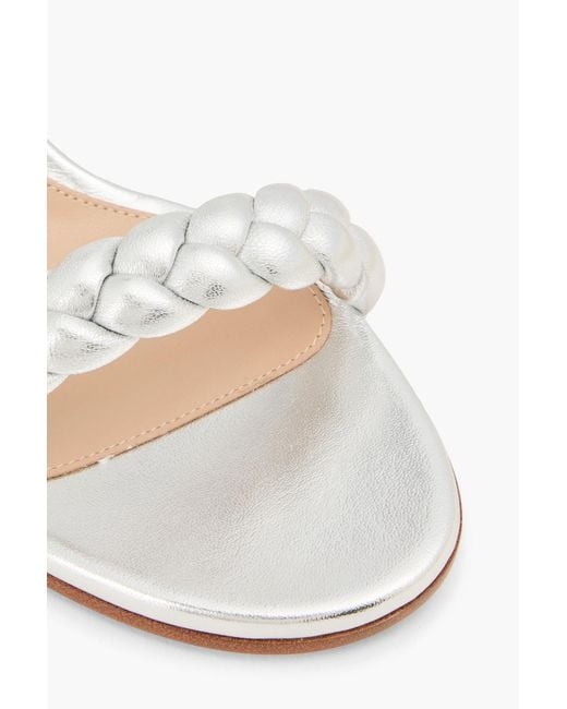 Gianvito Rossi White Cruz 60 Braided Leather Sandals