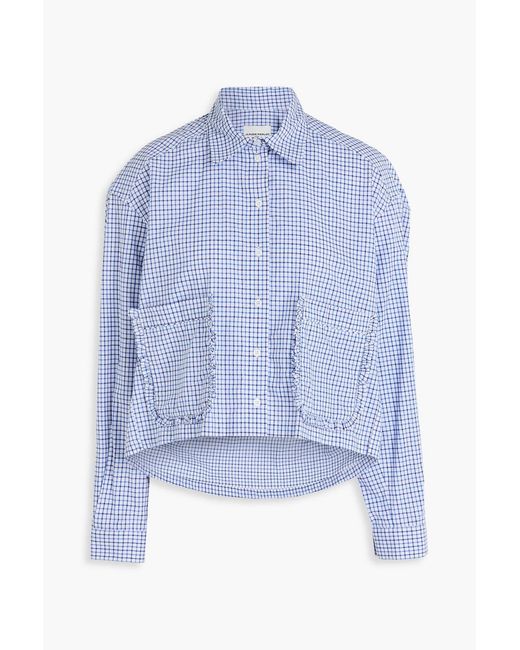 Claudie Pierlot Blue Cropped Checked Cotton Shirt