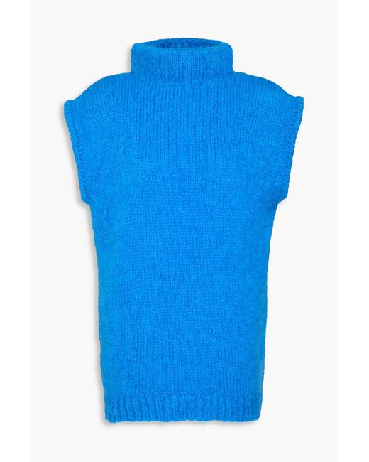 Tibi Blue Mohair-blend Turtleneck Vest