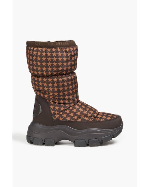 Goldbergh Brown Power Quilted Printed Shell Snow Boots