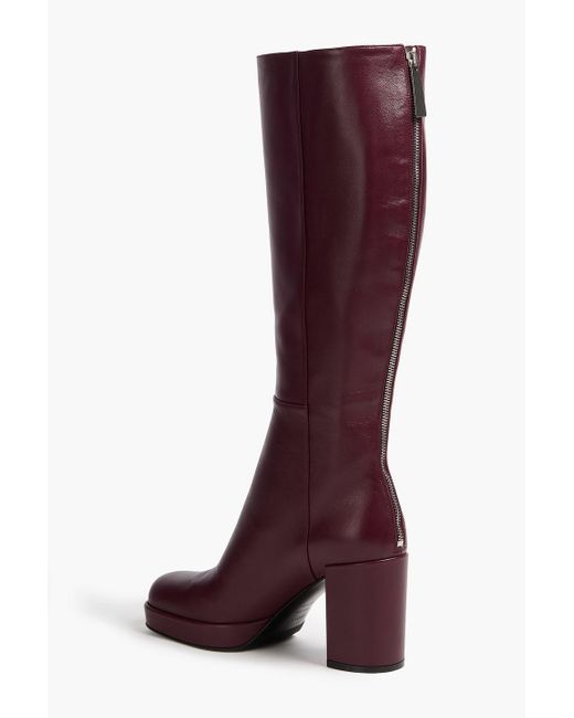 Sergio Rossi Red Leather Platform Boots