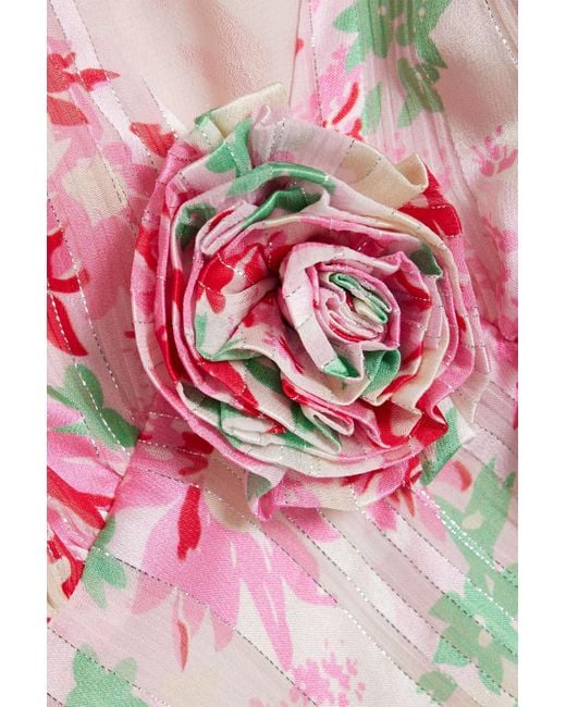 Rixo Pink Devi Metallic Floral-print Silk-blend Jacquard Mini Dress