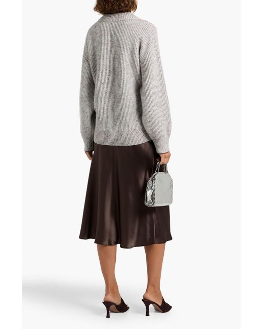Brunello Cucinelli White Donegal Ribbed Wool-Blend Sweater