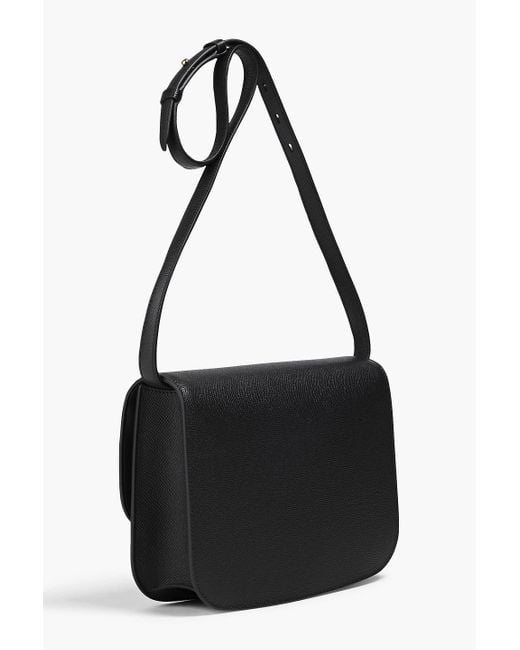 Ferragamo Black Gemini Pebbled-leather Shoulder Bag