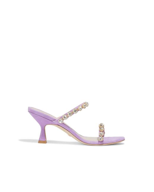 Stuart Weitzman Marletta 75 Crystal-embellished Suede Sandals in Purple |  Lyst