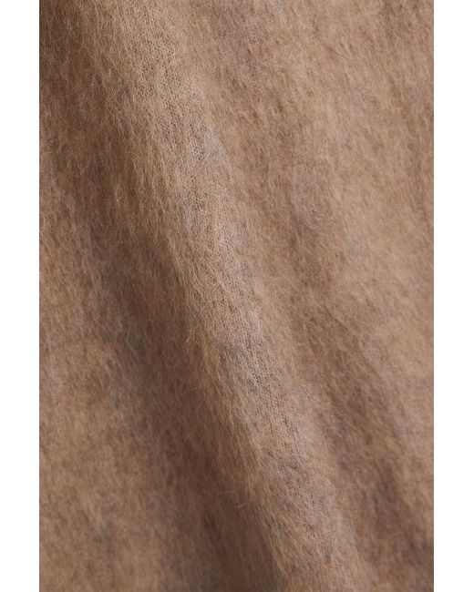Brunello Cucinelli Natural Bead-embellished Brushed Knitted Midi Dress