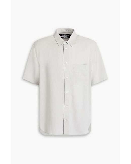 Jacquemus White Embroidered Crepe Shirt for men