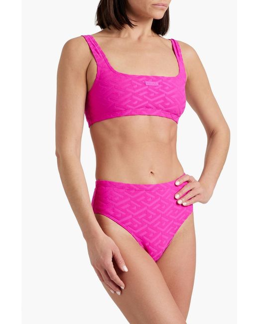 Versace Pink Stretch-jacquard Bikini Top