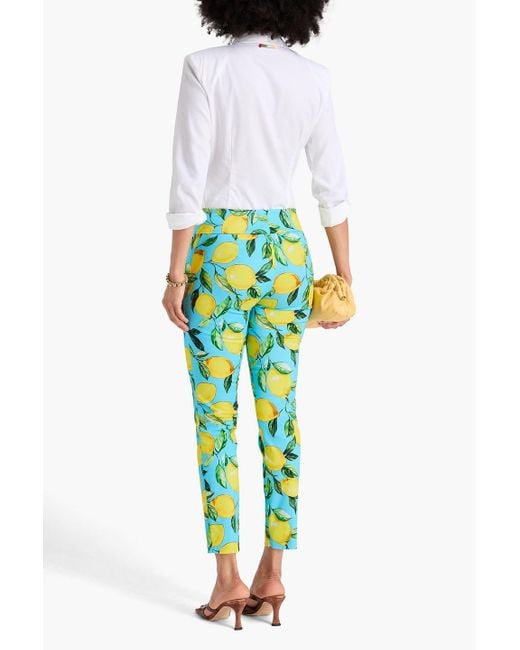 Dolce & Gabbana Blue Printed Cotton-Blend Twill Tapered Pants