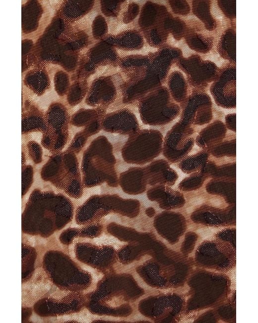 Mikael Aghal Brown Pussy-bow Leopard-print Fil Coupé Chiffon Blouse