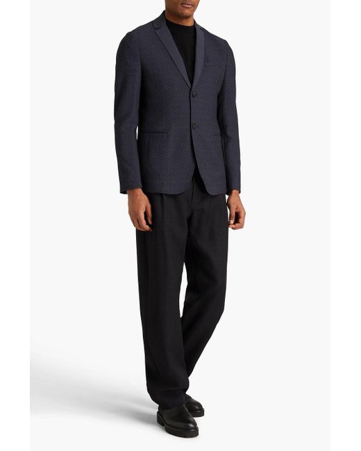 Emporio Armani Blue Cloqué Blazer for men