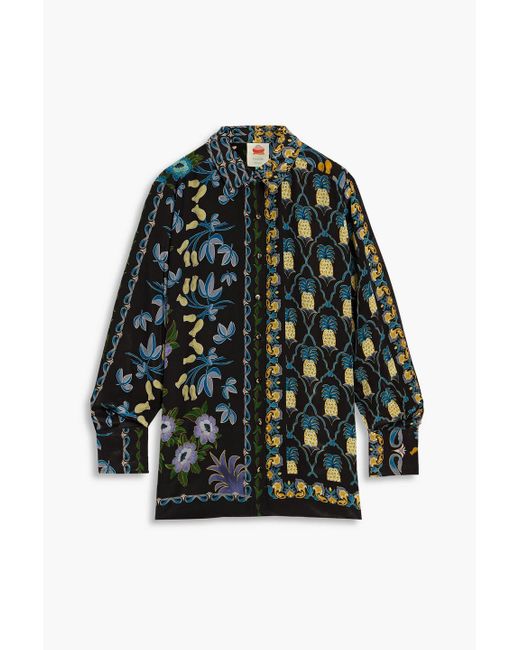 Farm Rio Green Printed Satin Shirt