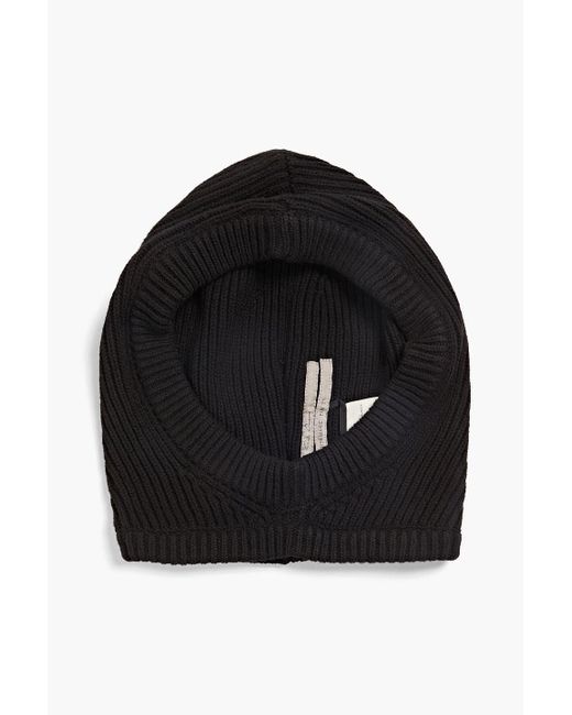 Rick Owens Black Ribbed Cashmere And Wool-blend Balaclava for men
