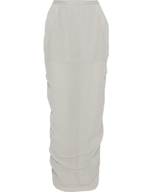 Rick Owens White Soft Pillar Split-back Silk-crepe Maxi Skirt