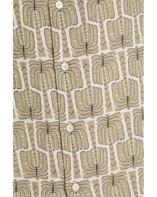 Frescobol Carioca Green Roberto Printed Linen Shirt for men