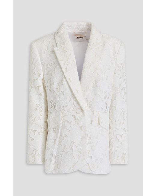 Zimmermann White Guipure Lace Blazer