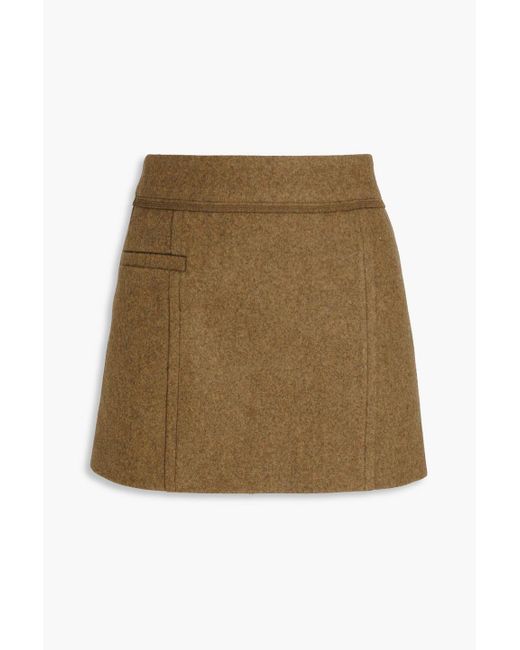 Victoria Beckham Natural Brushed Merino Wool-Felt Mini Skirt