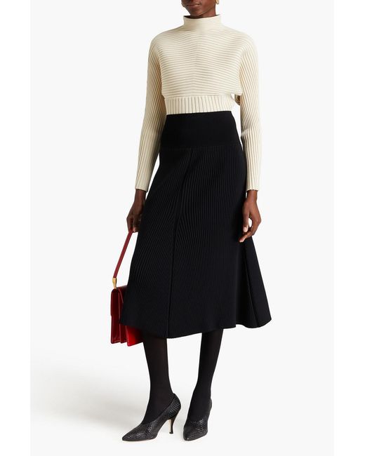 Tory Burch Black Ribbed-knit Midi Skirt