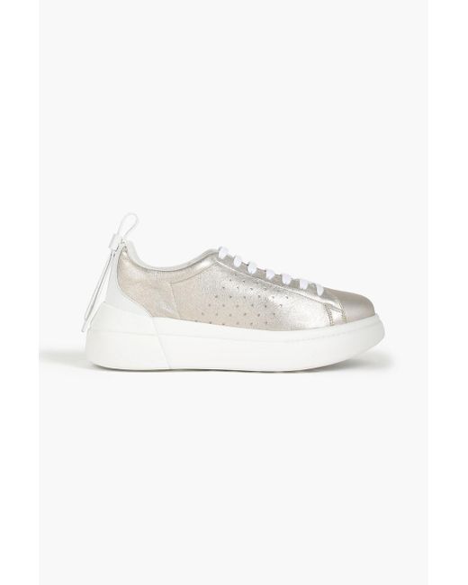 Red(v) White Perforated Leather Sneakers