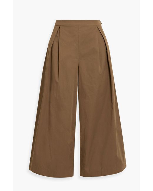 Vince Natural Pleated Cotton-poplin Culottes