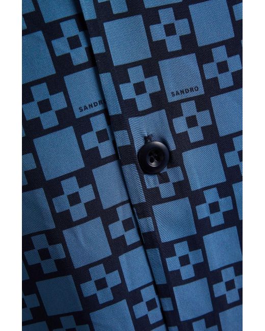 Sandro Blue Printed Woven Shirt for men
