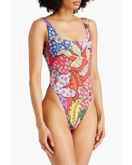 Mara Hoffman Red Idalia bedruckter badeanzug