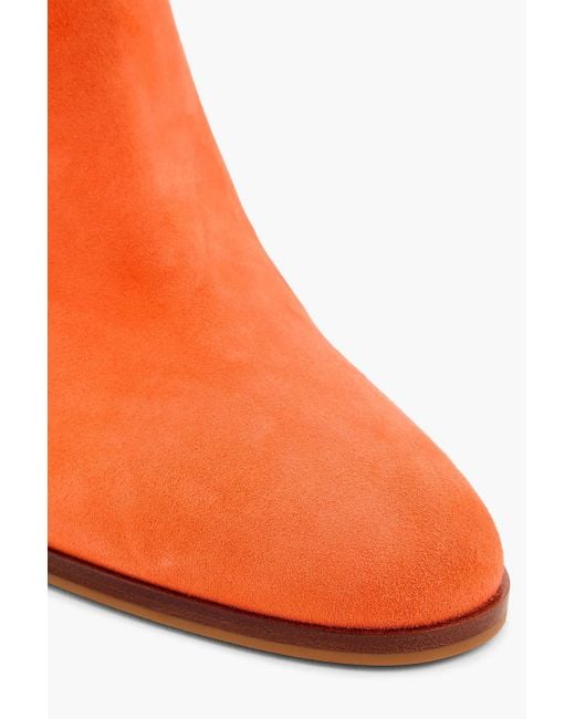 Sergio Rossi Orange Buckled Nubuck Ankle Boots