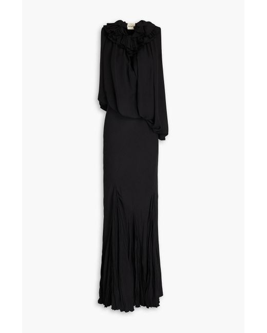 Khaite Black Greco Ruffled Silk-chiffon Maxi Dress