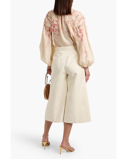 Zimmermann Natural Floral-Print Ramie Top