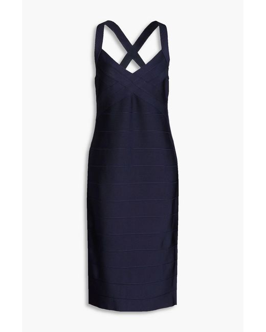 Hervé Léger Blue Bandage Midi Dress