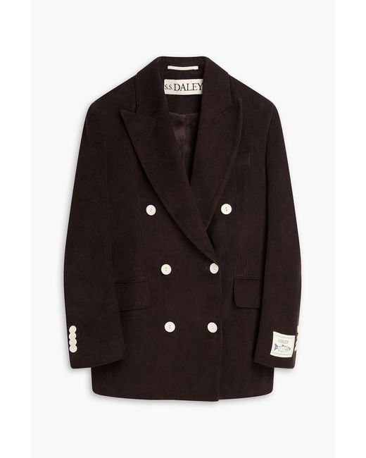 S.S.Daley Black Eilidh Double-breasted Cotton-corduroy Blazer