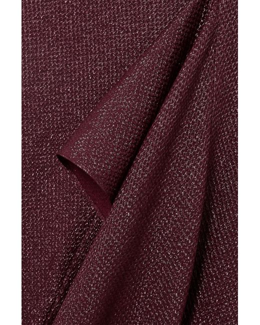 Roland Mouret Purple Ray Off-the-shoulder Metallic Piqué Gown