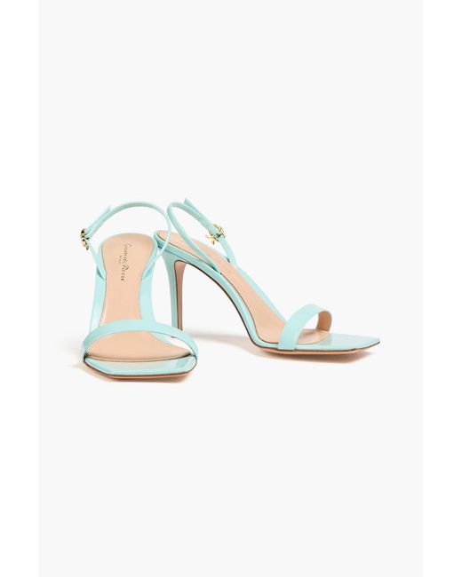 Gianvito Rossi Metallic Patent-Leather Slingback Sandals