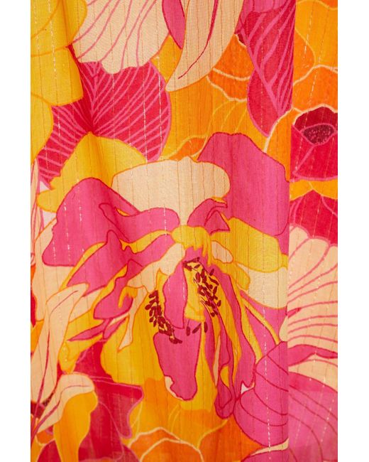 Sundress Orange Dolores maxikleid aus voile aus einer baumwollmischung mit floralem print