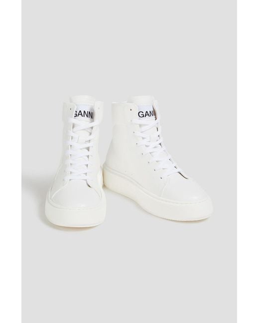 Ganni White High-top-sneakers aus kunstleder