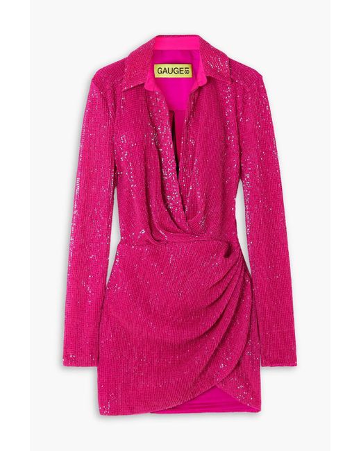 gauge81 pink dress Ruffled flared mini-dress
