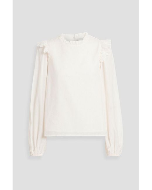 Cami NYC White Georgine Ruffled Cotton-blend Voile Blouse
