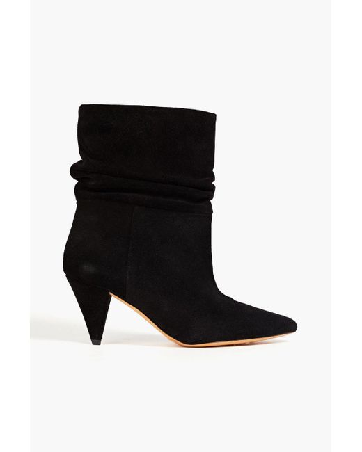 IRO Black Theke Gathered Suede Ankle Boots