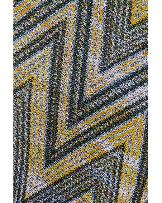 Missoni Yellow Metallic Crochet-knit Top