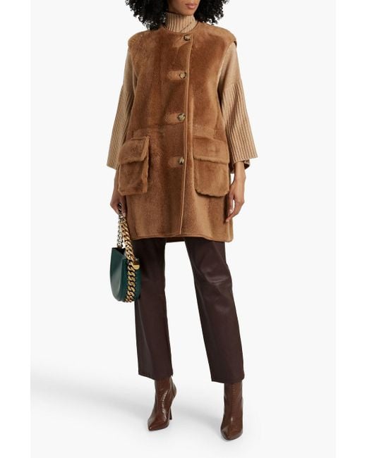 Max Mara Brown Effige Reversible Shearling Vest