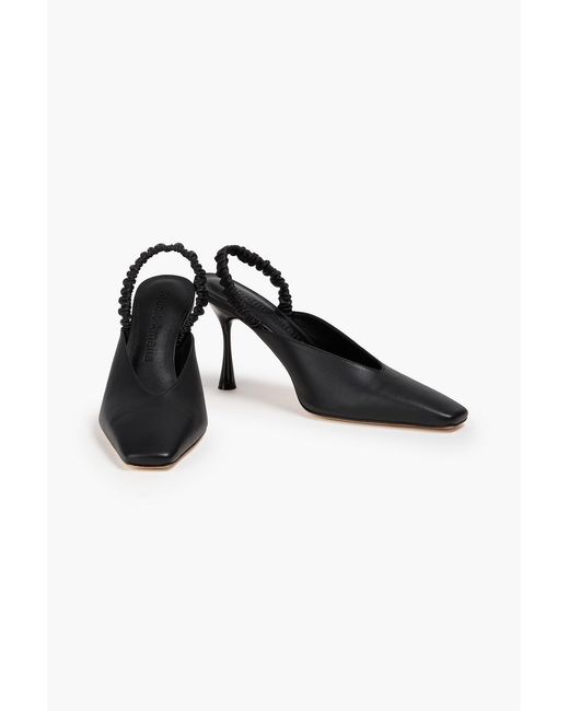 STUDIO AMELIA Black Zadie 90 Leather Slingback Pumps