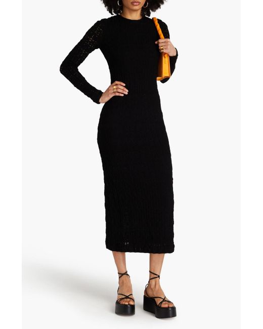 Missoni Black Crochet-knit Midi Dress