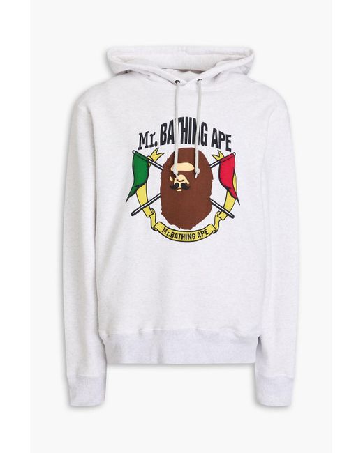 A Bathing Ape White Flocked Printed French Cotton-terry Hoodie for men