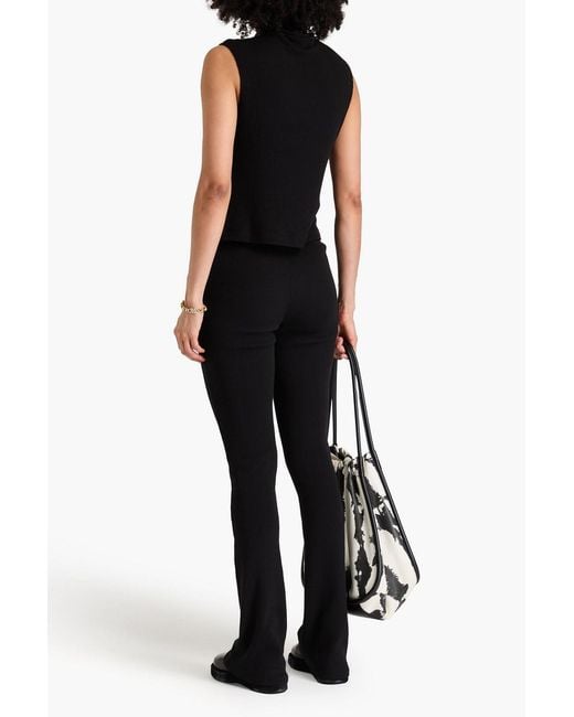 Enza Costa Black Ribbed-knit Turtleneck Top