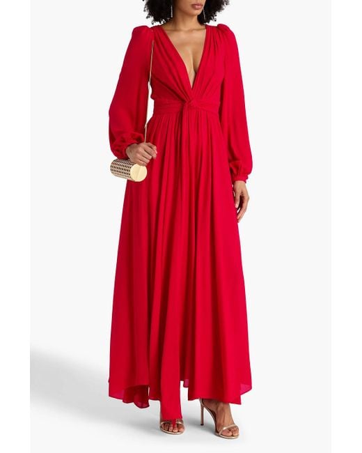 Zuhair Murad Red Pleated Georgette Gown