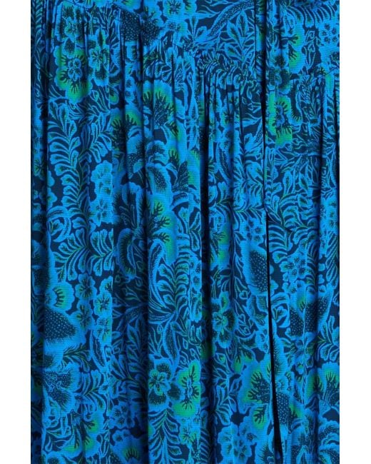 Diane von Furstenberg Blue Midi-wickelkleid aus tüll mit print