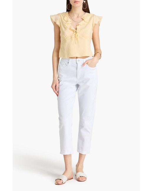 PAIGE White Ruffled Woven Top