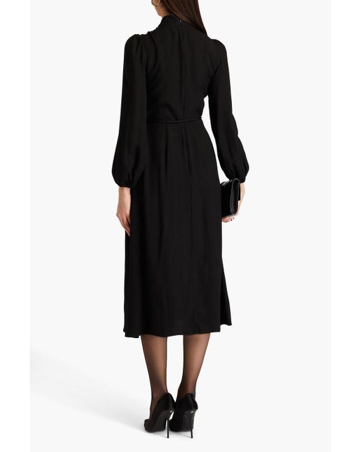 Zimmermann Black Belted Crepe Midi Shirt Dress